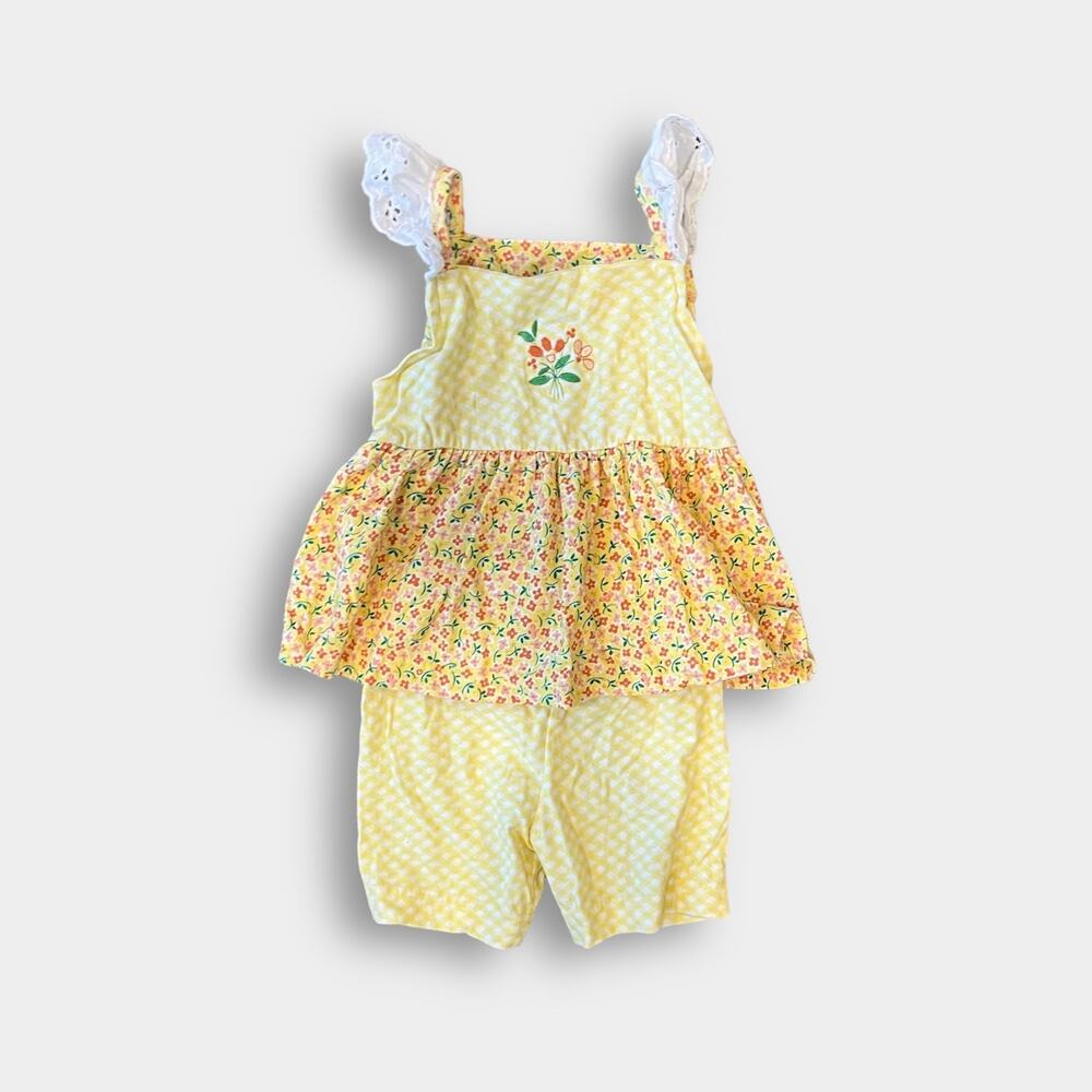 Vintage Basic Editions Yellow Floral Outfit 18 Months